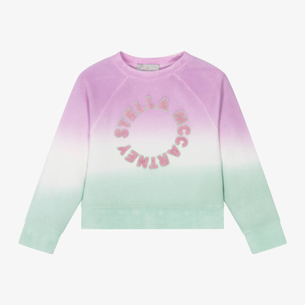 Stella McCartney Kids - Girls Green Cotton Ombré Sweatshirt | Childrensalon