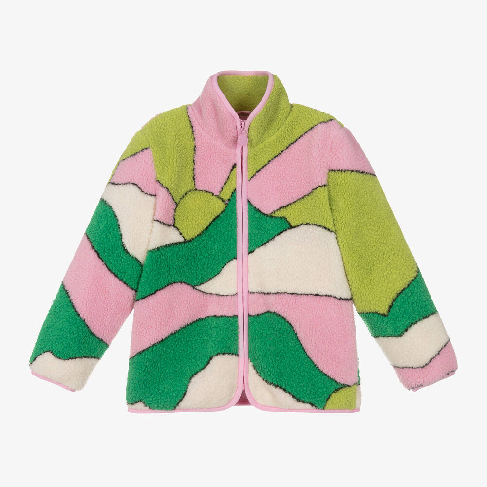 Stella McCartney Kids - Girls Green & Pink Fleece Jacket | Childrensalon