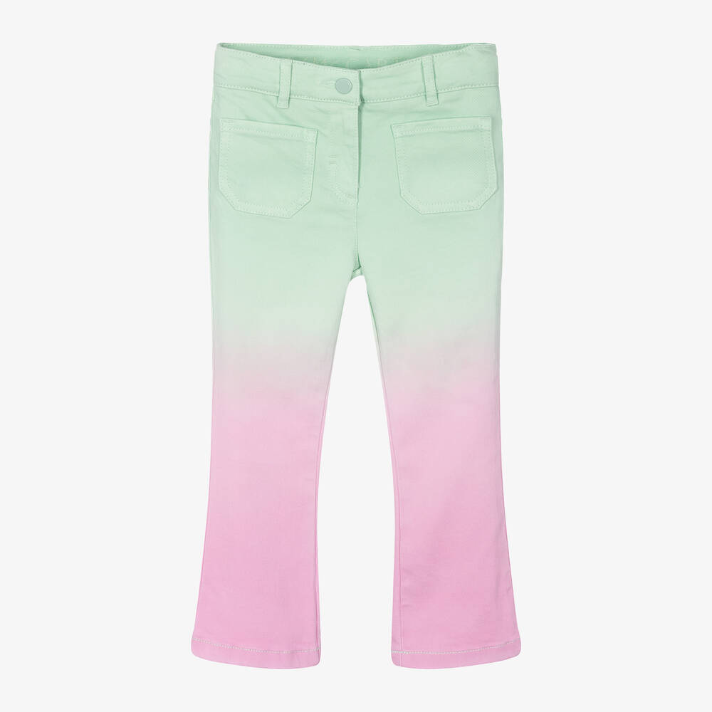 Stella McCartney Kids - Girls Green & Pink Ombré Flared Jeans | Childrensalon