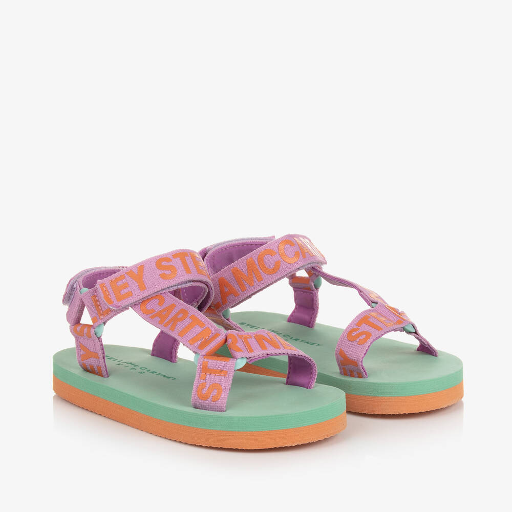 Stella McCartney Kids - Фиолетово-зеленые сандалии для девочек | Childrensalon