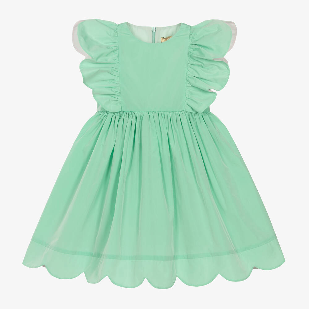 Shop Stella Mccartney Kids Girls Green Taffeta Dress