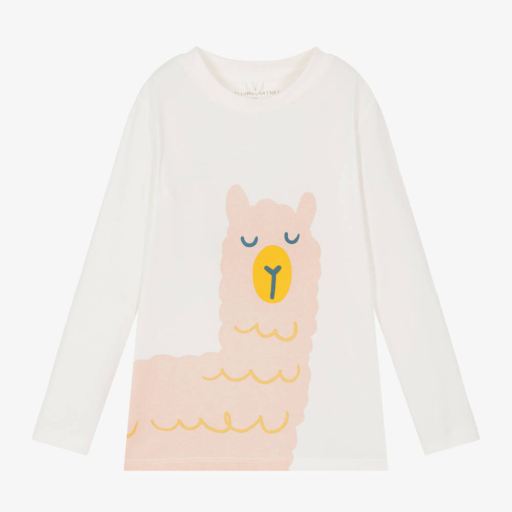 Stella McCartney Kids - Girls Ivory Cotton Alpaca Top | Childrensalon