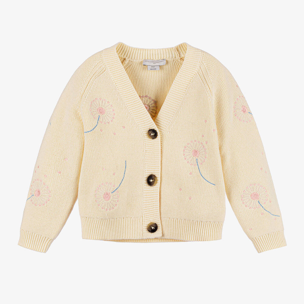 Stella McCartney Kids - Girls Ivory Cotton Dandelion Cardigan | Childrensalon