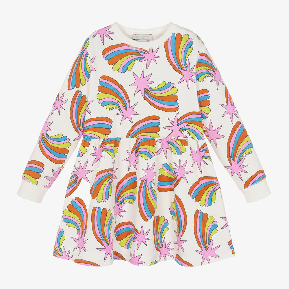 Stella McCartney Kids -  فستان بطبعة نجوم قطن لون عاجي | Childrensalon