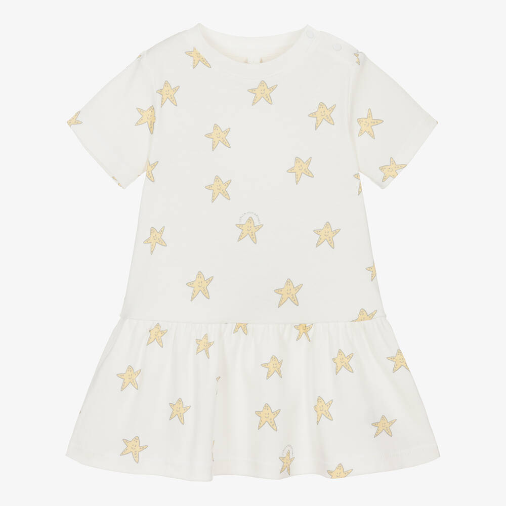 Stella McCartney Kids - Girls Ivory Cotton Star Dress | Childrensalon