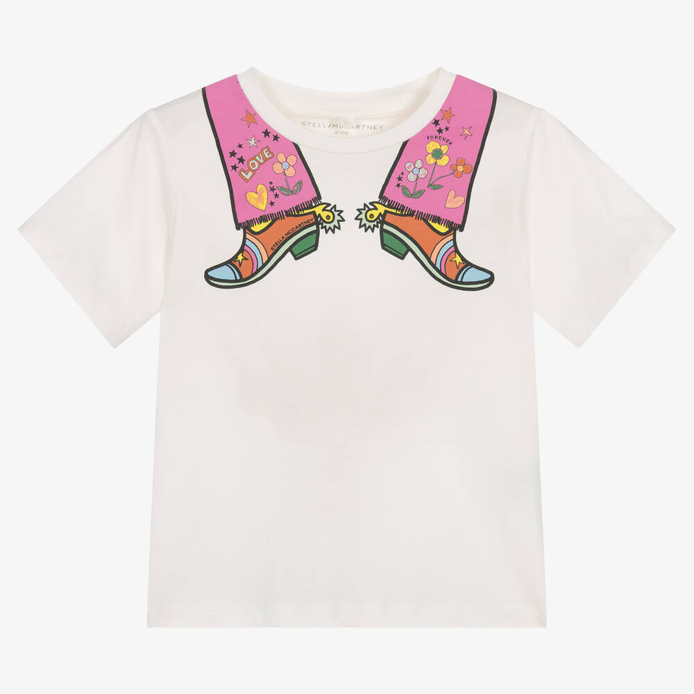 Stella McCartney Kids - Кремовая хлопковая футболка | Childrensalon