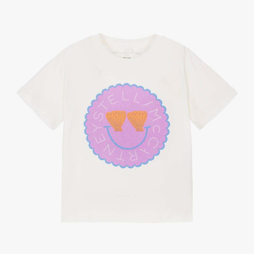 Stella McCartney Kids - Кремовая хлопковая футболка для девочек | Childrensalon