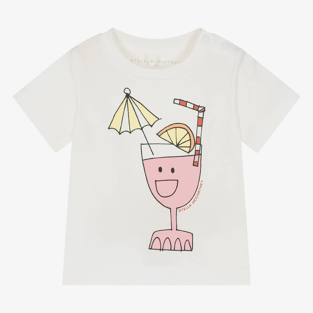 Stella McCartney Kids - Girls Ivory Cotton T-Shirt | Childrensalon