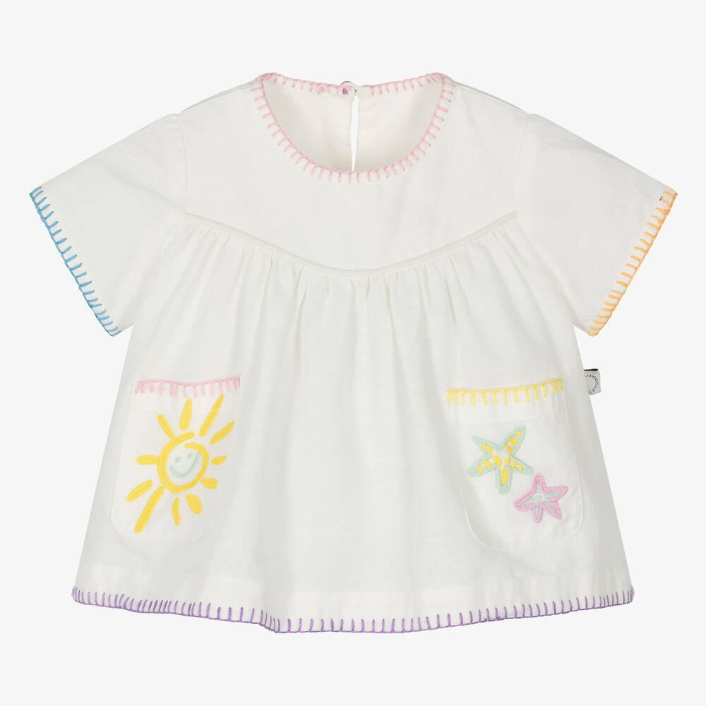 Stella McCartney Kids - Girls Ivory Embroidered Blouse | Childrensalon