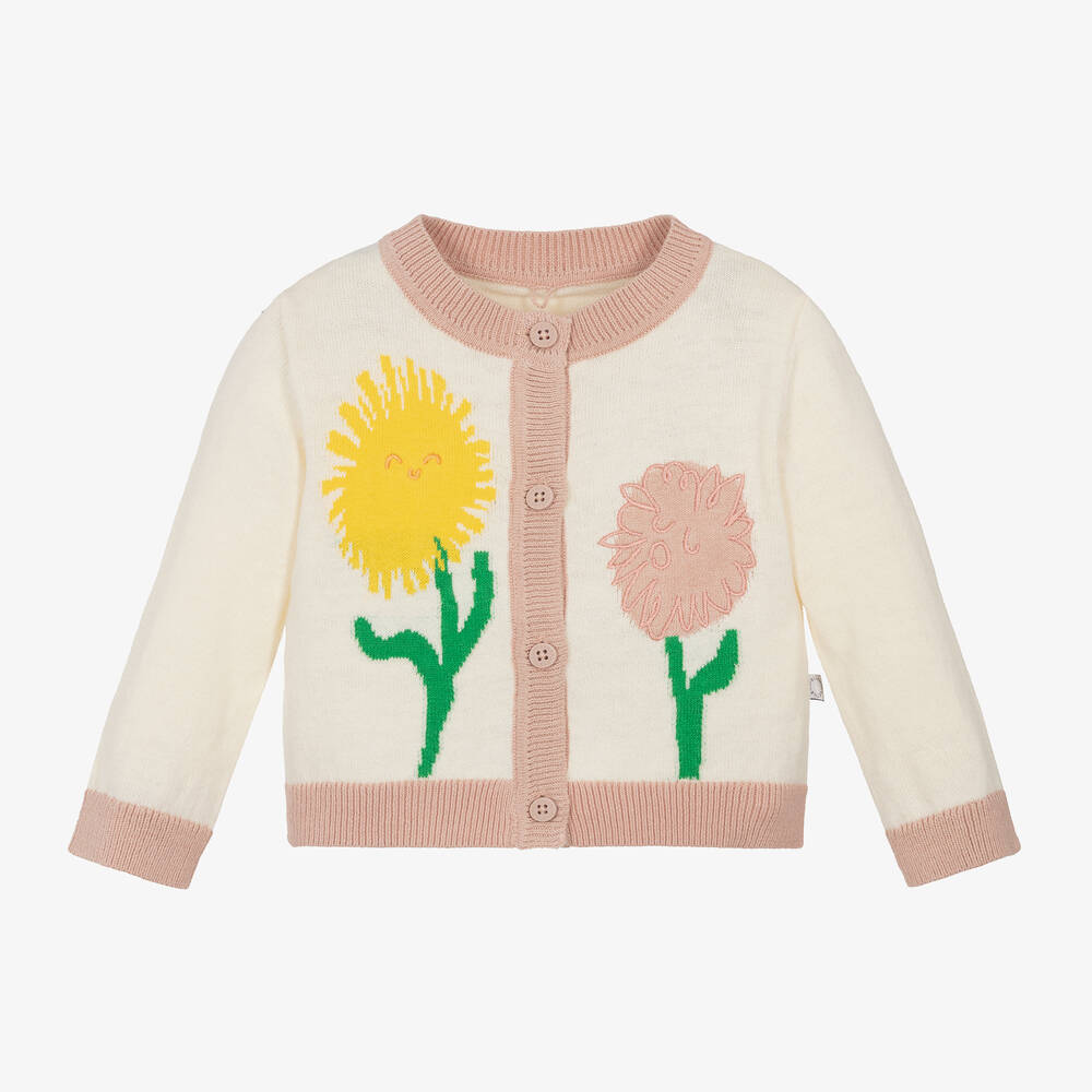 Stella McCartney Kids - Cardigan en maille ivoire motif fleurs fille | Childrensalon