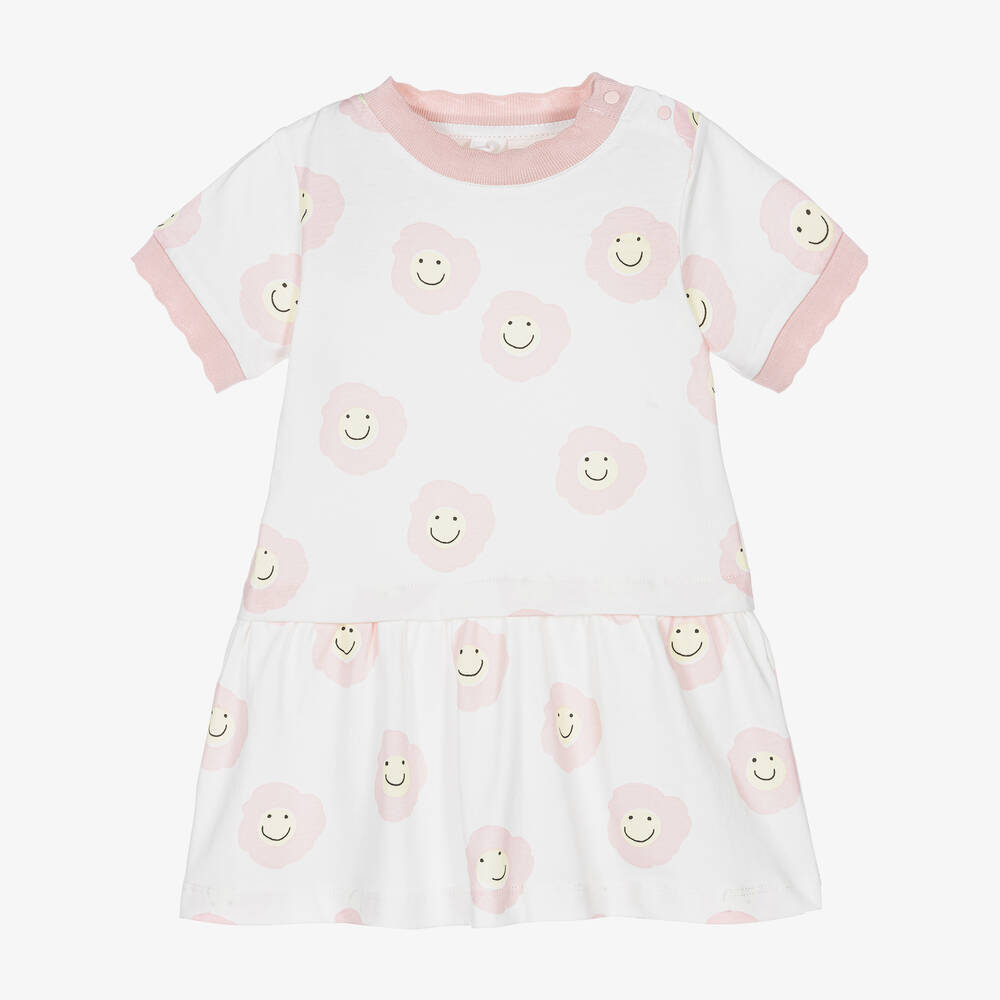 Stella McCartney Kids - Кремово-розовое платье со смайлами | Childrensalon