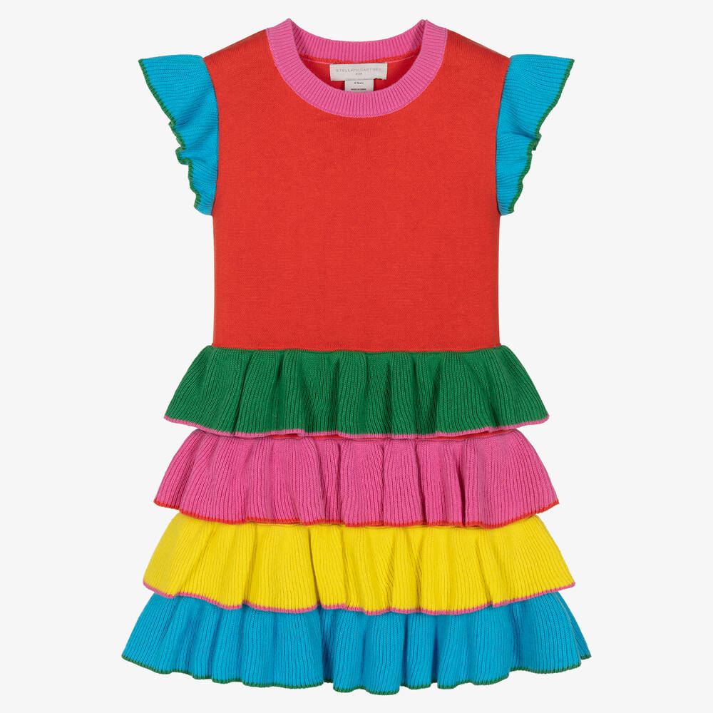 Stella McCartney Kids - Girls Multicoloured Tiered Knitted Dress | Childrensalon