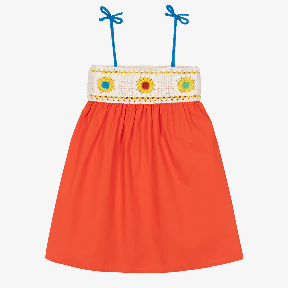 Stella McCartney Kids -  فستان كروشيه قطن لون برتقالي  | Childrensalon