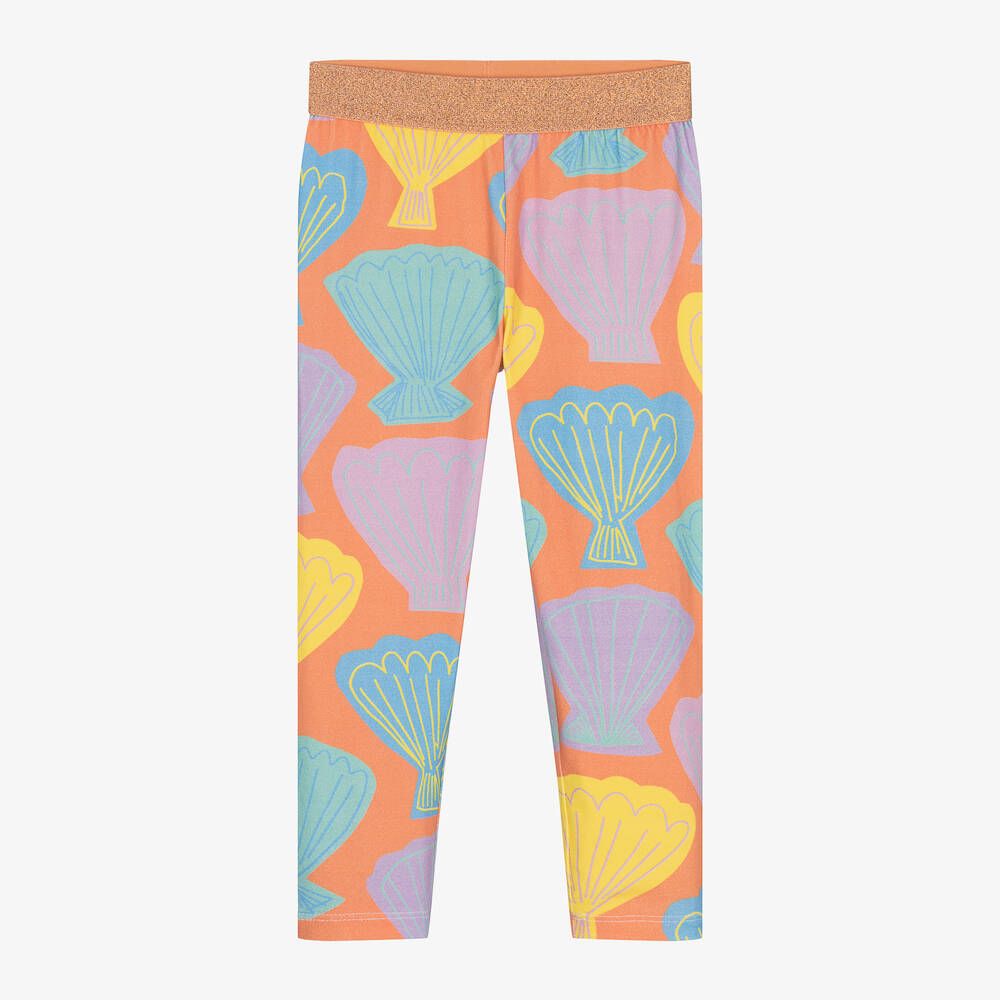 Stella McCartney Kids - Girls Orange Shell Print Leggings | Childrensalon