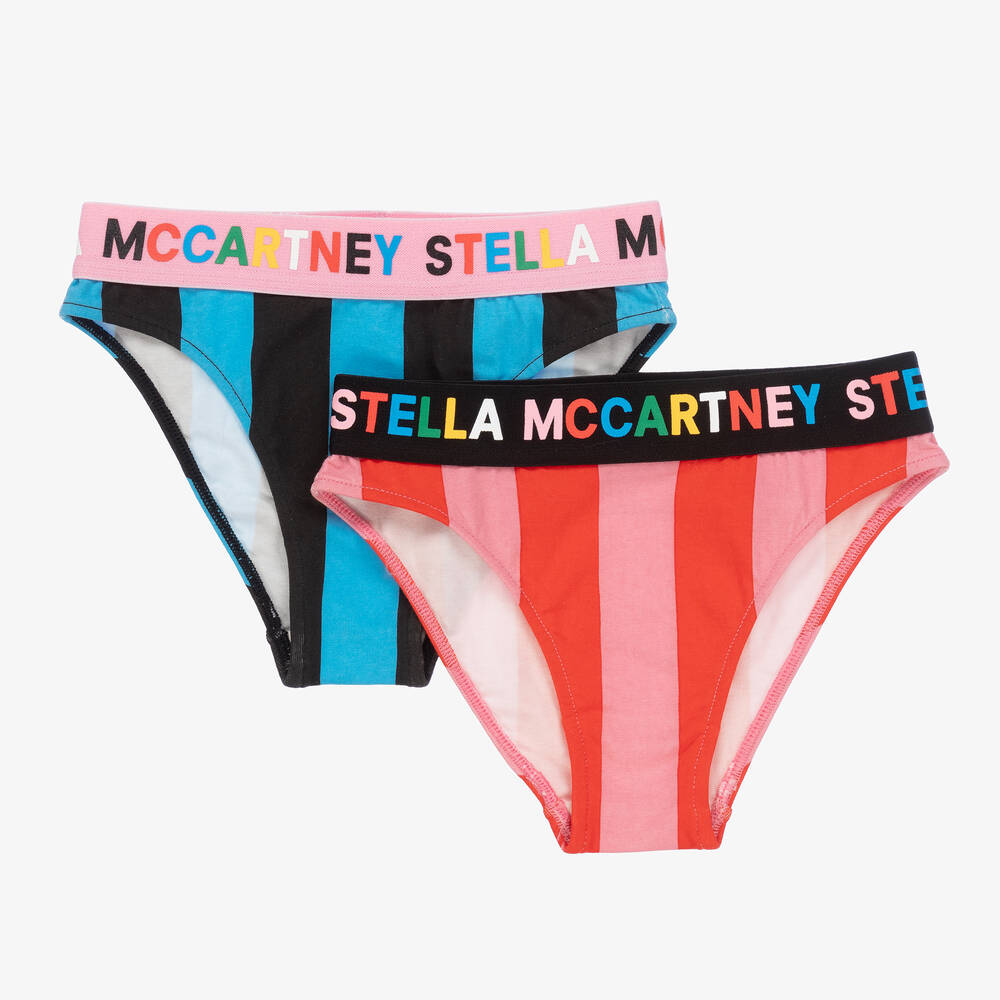 Stella McCartney Kids - 2 gestreifte Unterhosen Rosa/Blau | Childrensalon