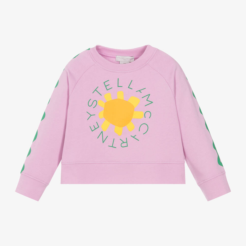 Stella McCartney Kids -  Girls Pink Cotton Flower Sweatshirt | Childrensalon
