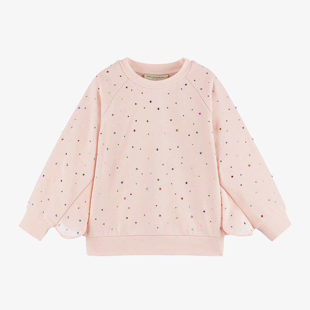 Stella McCartney Kids - Girls Pink Diamanté Sweatshirt | Childrensalon