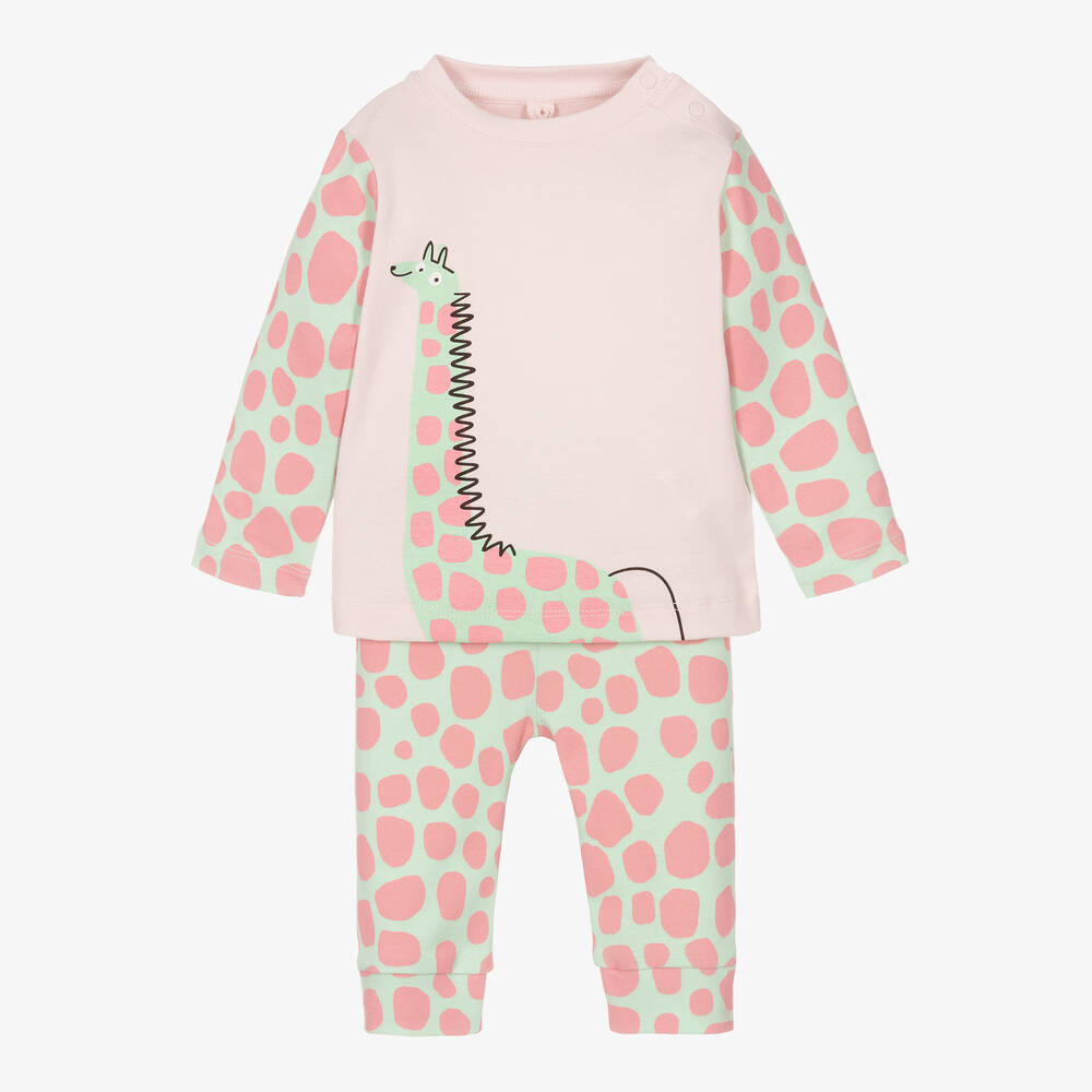 Stella McCartney Kids - Giraffen-Trainingsanzug rosa/grün | Childrensalon