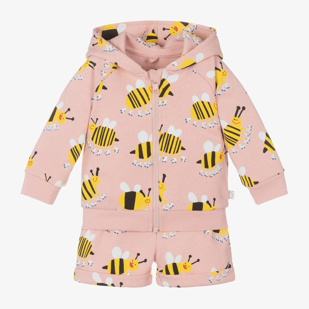 Stella McCartney Kids - Girls Pink Organic Cotton Bee Shorts Set | Childrensalon