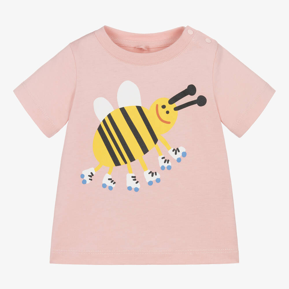 Shop Stella Mccartney Kids Girls Pink Organic Cotton Bee T-shirt