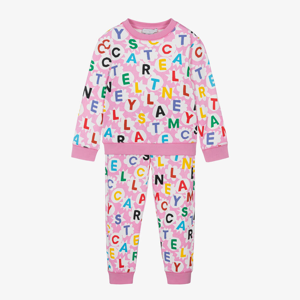 Stella McCartney Kids - Girls Pink Organic Cotton Tracksuit | Childrensalon