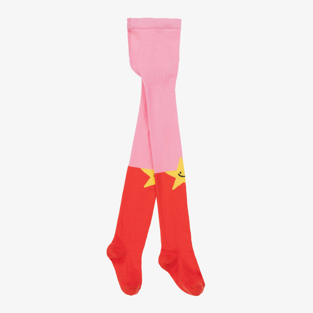 Stella McCartney Kids - Girls Pink & Red Star Tights | Childrensalon