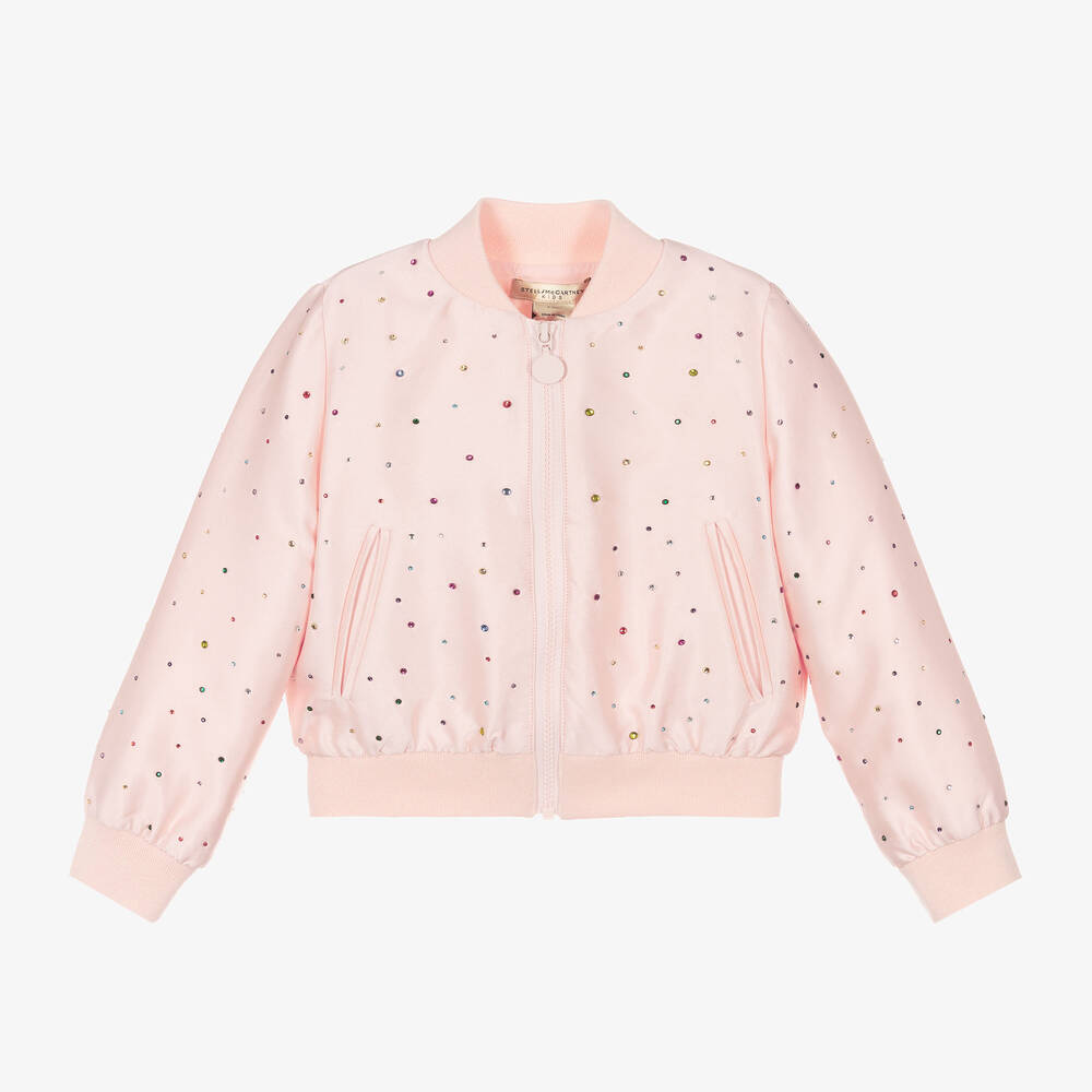 Stella McCartney Kids - Girls Pink Satin Diamanté Jacket | Childrensalon
