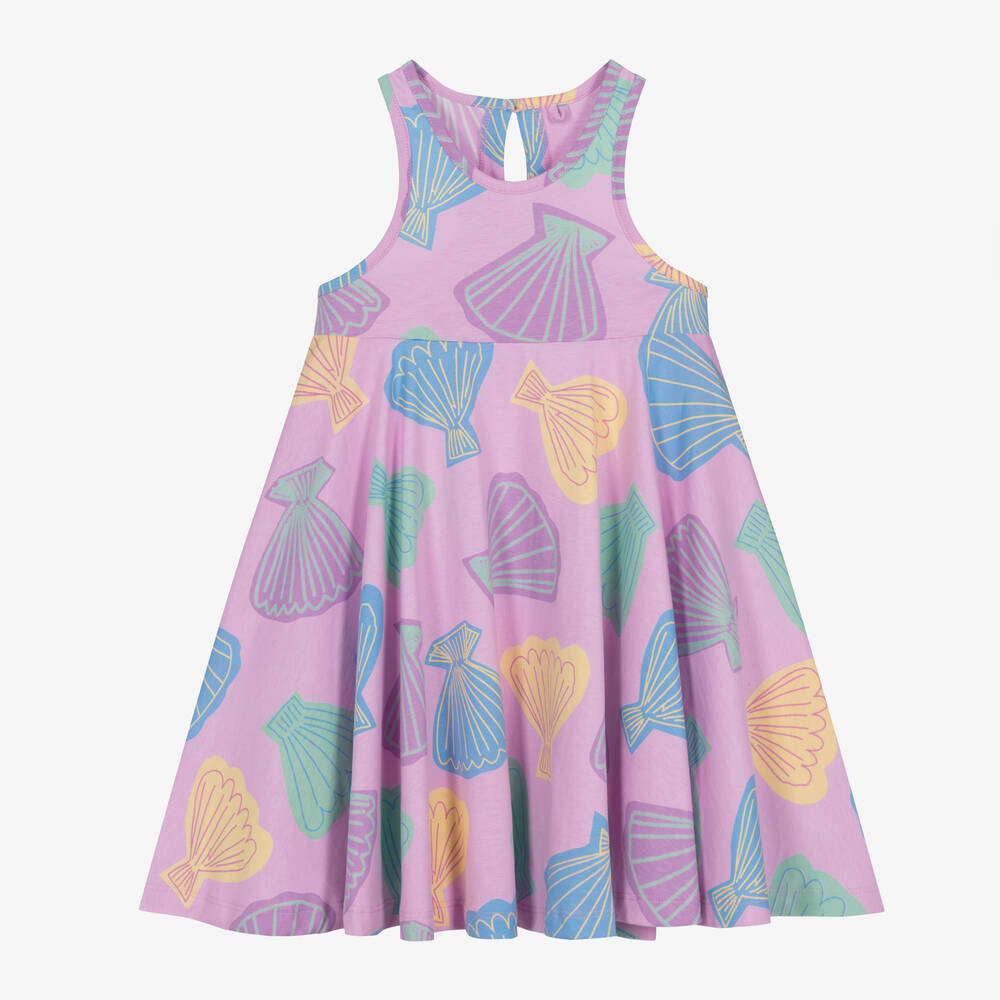 Stella McCartney Kids - Girls Pink Shell Print Cotton Dress | Childrensalon