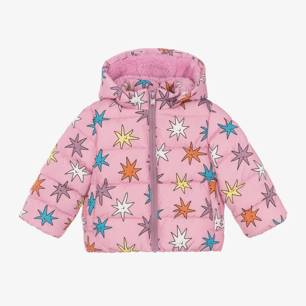 Stella Mccartney Babies'  Kids Girls Pink Star Print Puffer Jacket