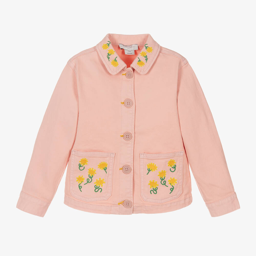 Stella McCartney Kids - Girls Pink Sunflower Cotton Jacket | Childrensalon
