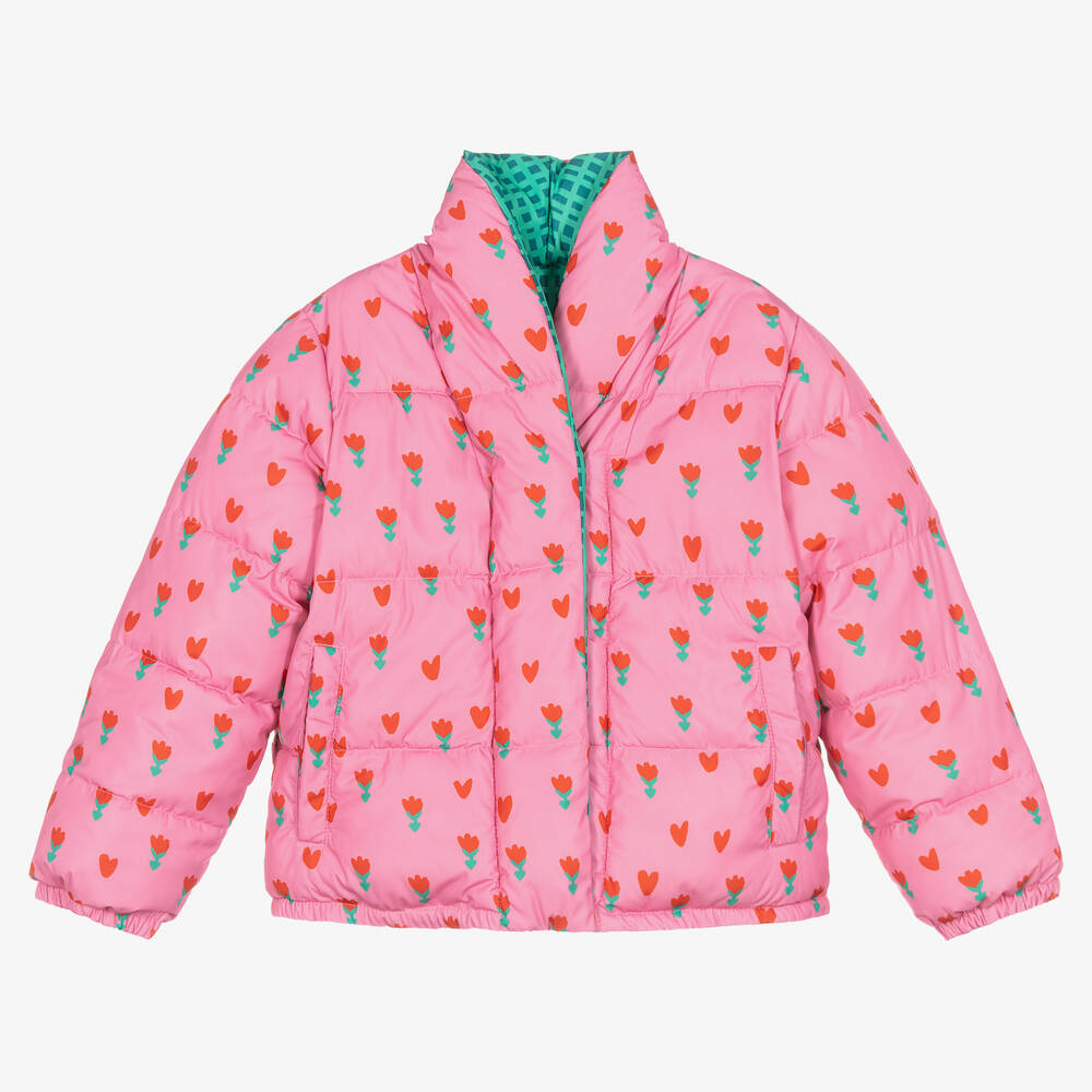 Stella McCartney Kids - Girls Pink Tulips Reversible Puffer Jacket ...