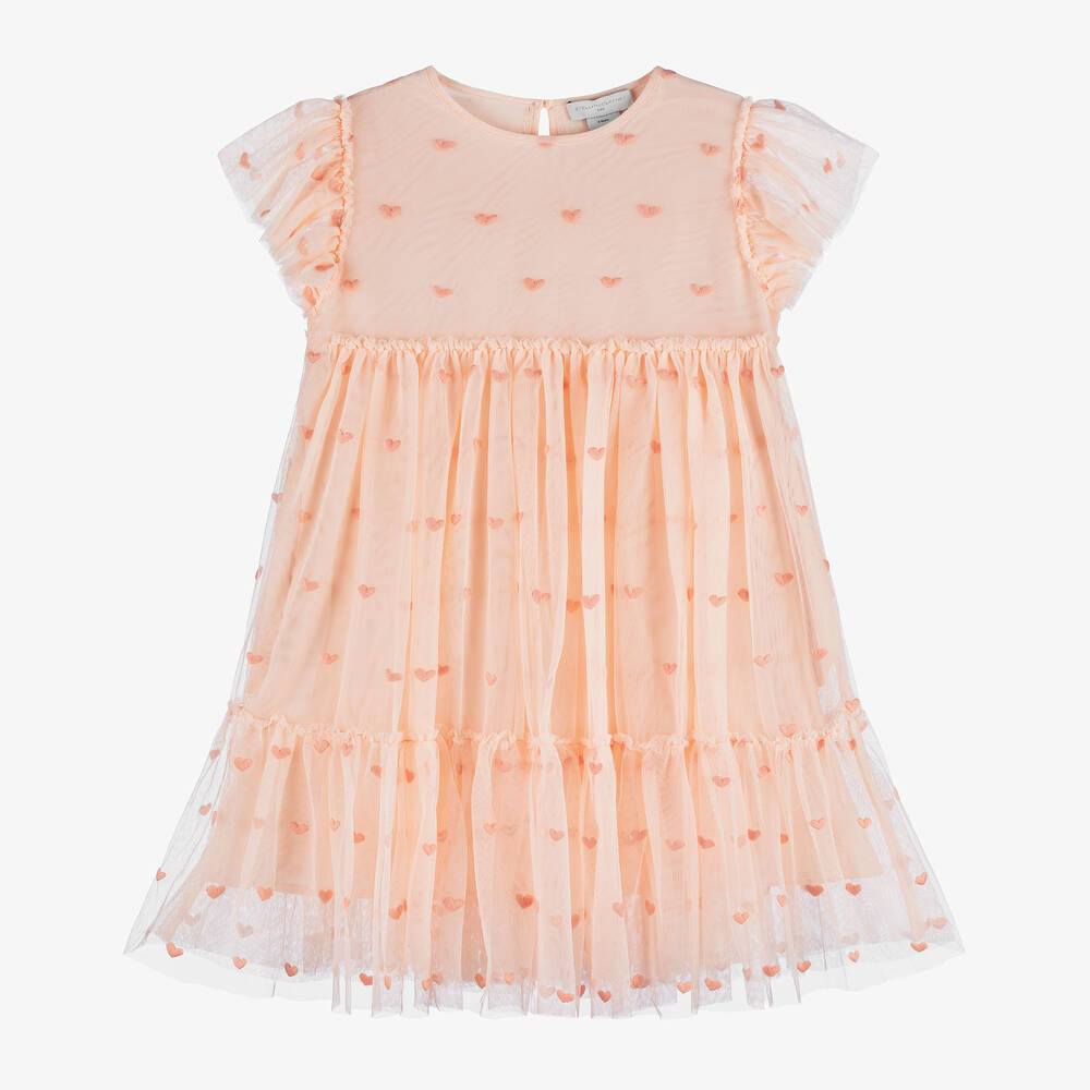 Stella McCartney Kids - Girls Pink Tulle & Embroidered Heart Dress | Childrensalon