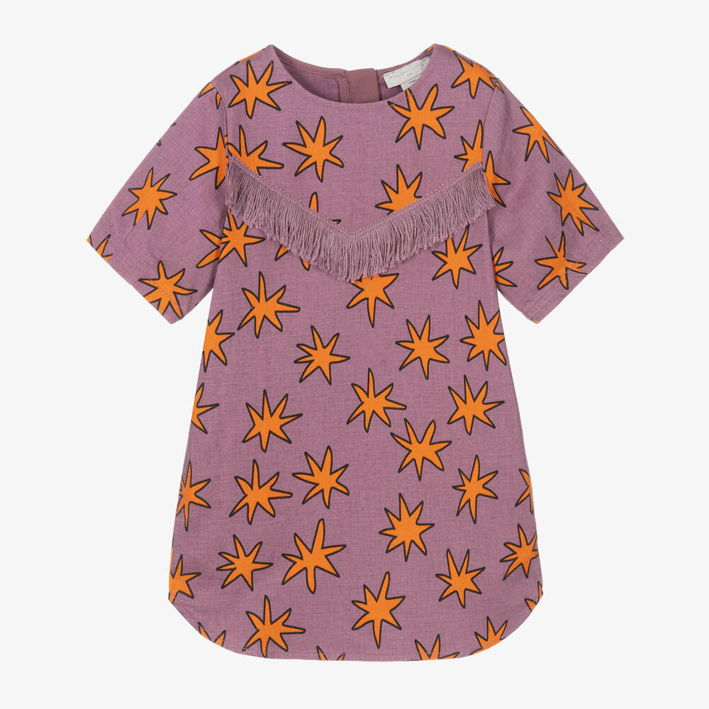Stella McCartney Kids - Girls Purple Cotton Cosmic Star Dress | Childrensalon