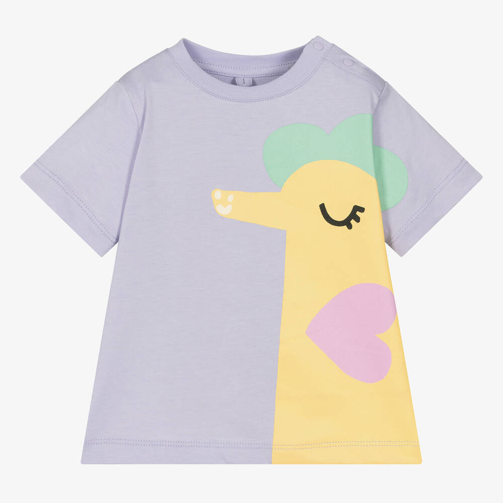 Stella McCartney Kids - T-shirt violet en coton hippocampe | Childrensalon