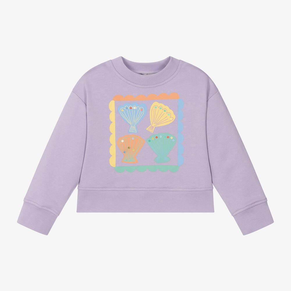 Girls Purple Cotton Shell Sweatshirt