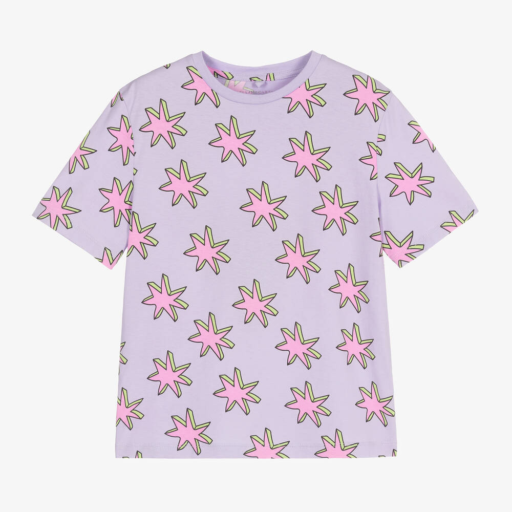 Stella McCartney Kids - T-shirt en coton mauve motif étoiles fille | Childrensalon