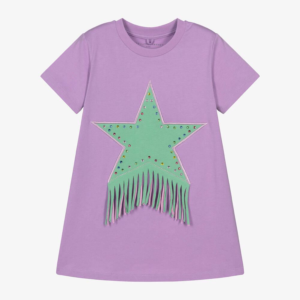 Stella McCartney Kids - Фиолетовое платье-футболка из хлопка | Childrensalon