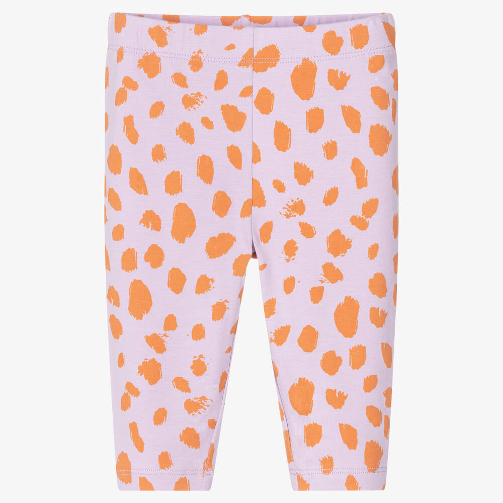 Stella McCartney Kids - Legging coton violet à pois orange | Childrensalon