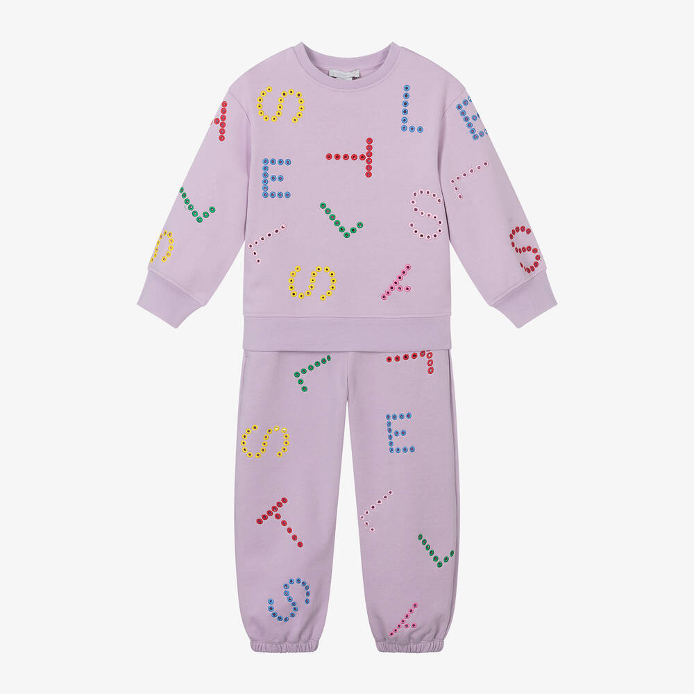 Stella McCartney Kids - بدلة رياضية قطن عضوي لون بنفسجي للبنات | Childrensalon