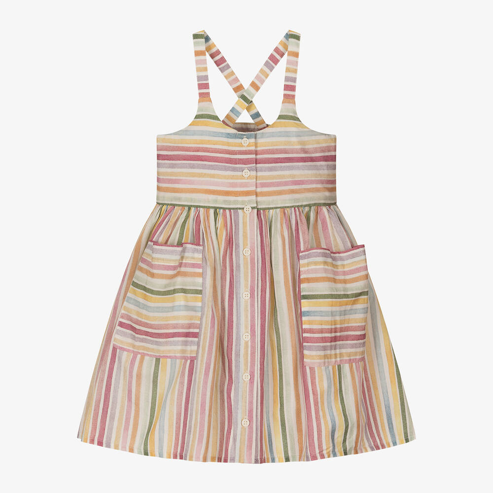 Stella McCartney Kids - Girls Rainbow Striped Cotton Dress | Childrensalon
