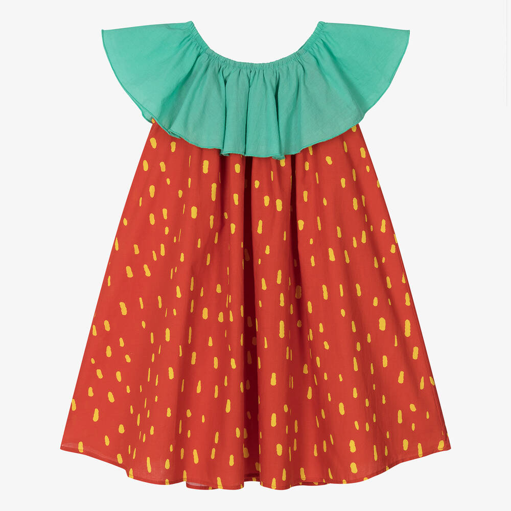 Stella McCartney Kids - Красное хлопковое платье для девочек | Childrensalon