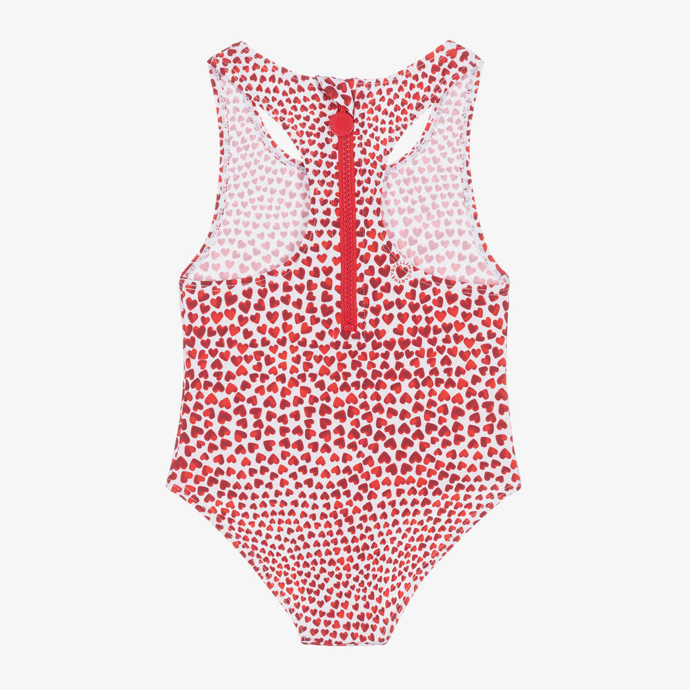 Stella McCartney Kids - Girls Red Heart Print Swimsuit (UPF50 ...