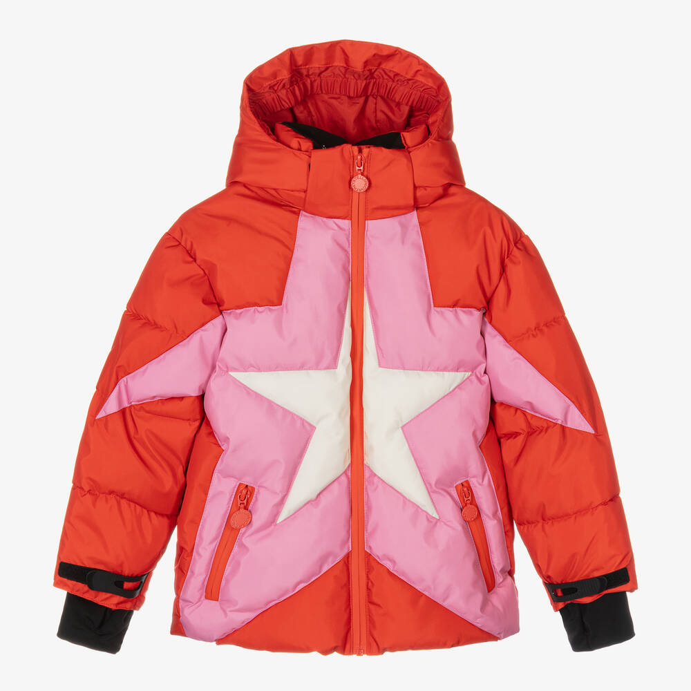 Stella McCartney Kids Ski Wear Capsule - Красная лыжная куртка со звездой для девочек | Childrensalon