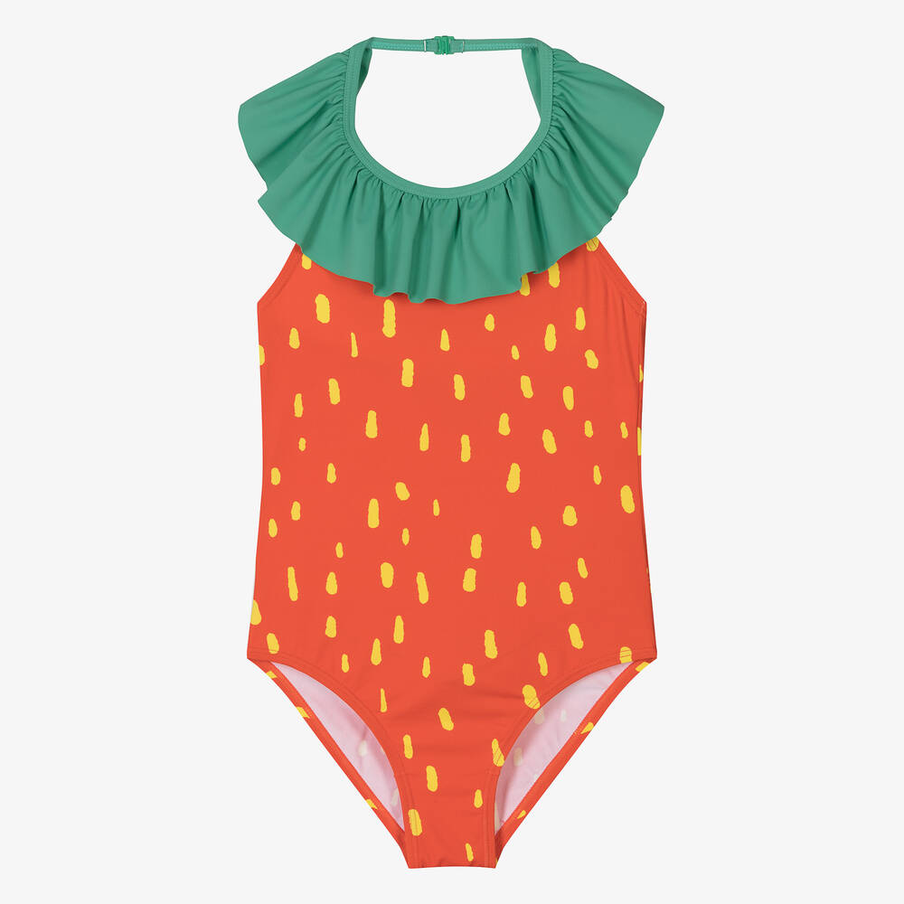 Stella McCartney Kids - Girls Red Strawberry Swimsuit (UPF50+) | Childrensalon