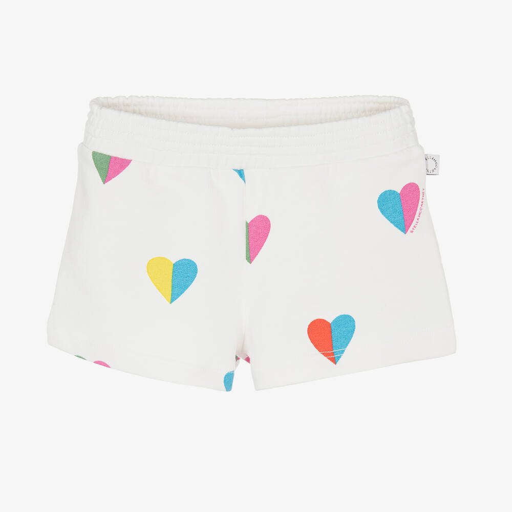 Stella McCartney Kids - Girls White Cotton Heart Shorts | Childrensalon