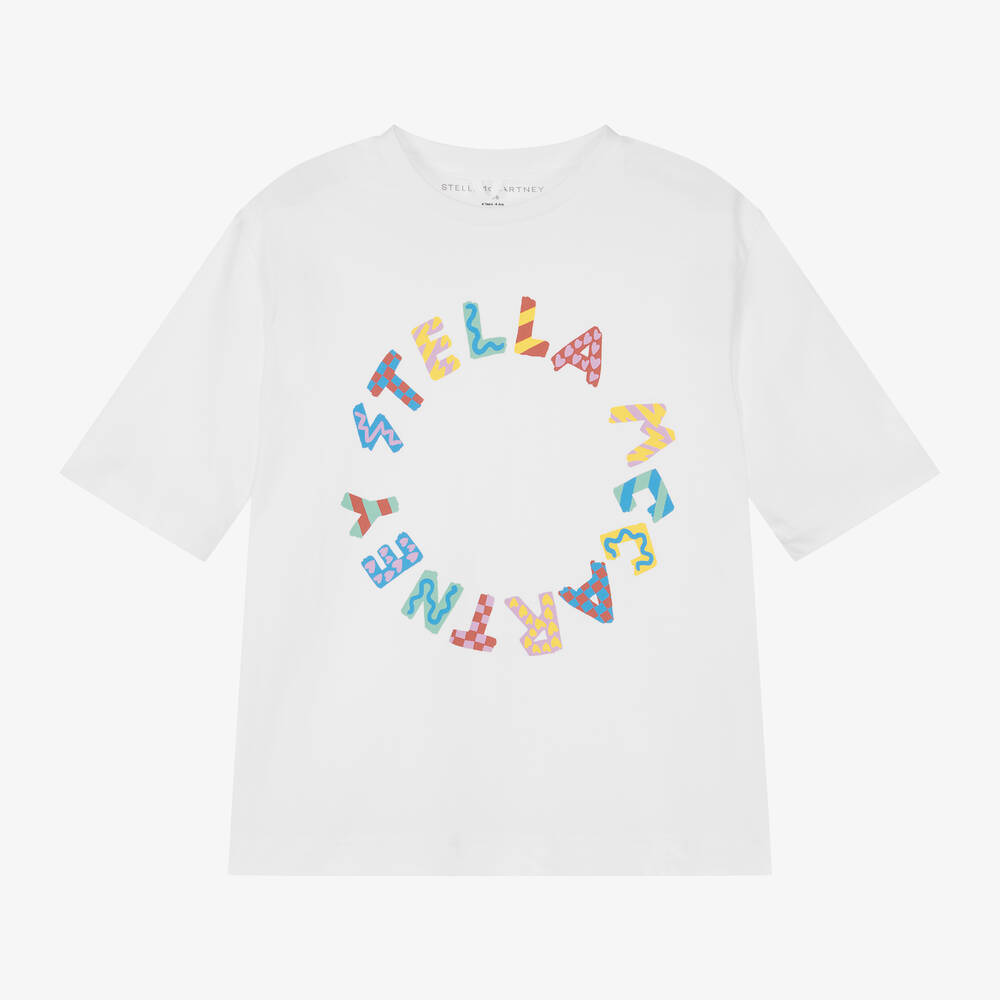Stella McCartney Kids - تيشيرت قطن عضوي لون أبيض للبنات | Childrensalon