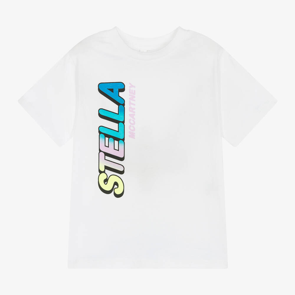 Stella McCartney Kids - Girls White Organic Cotton T-Shirt | Childrensalon
