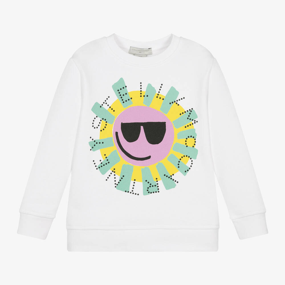 Stella McCartney Kids - Sweat-shirt blanc à motif soleil fille | Childrensalon