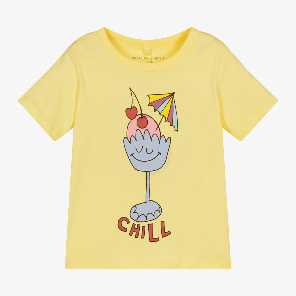 Stella McCartney Kids - Желтая хлопковая футболка для девочек | Childrensalon