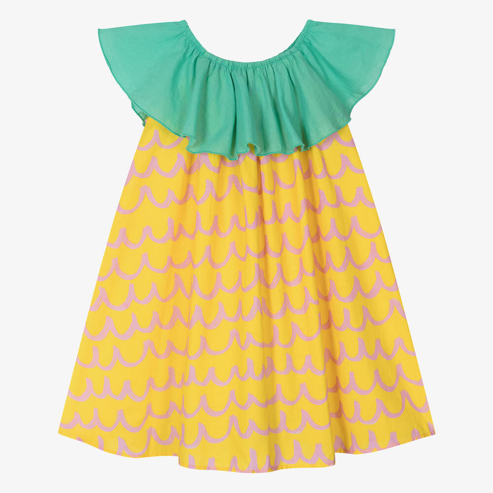 Shop Stella Mccartney Girls Yellow Cotton Pineapple Dress